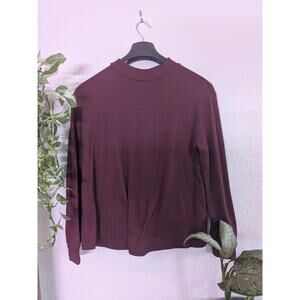 a.n.a Soft Mock Neck Lightweight Sweater Burgundy SZ M